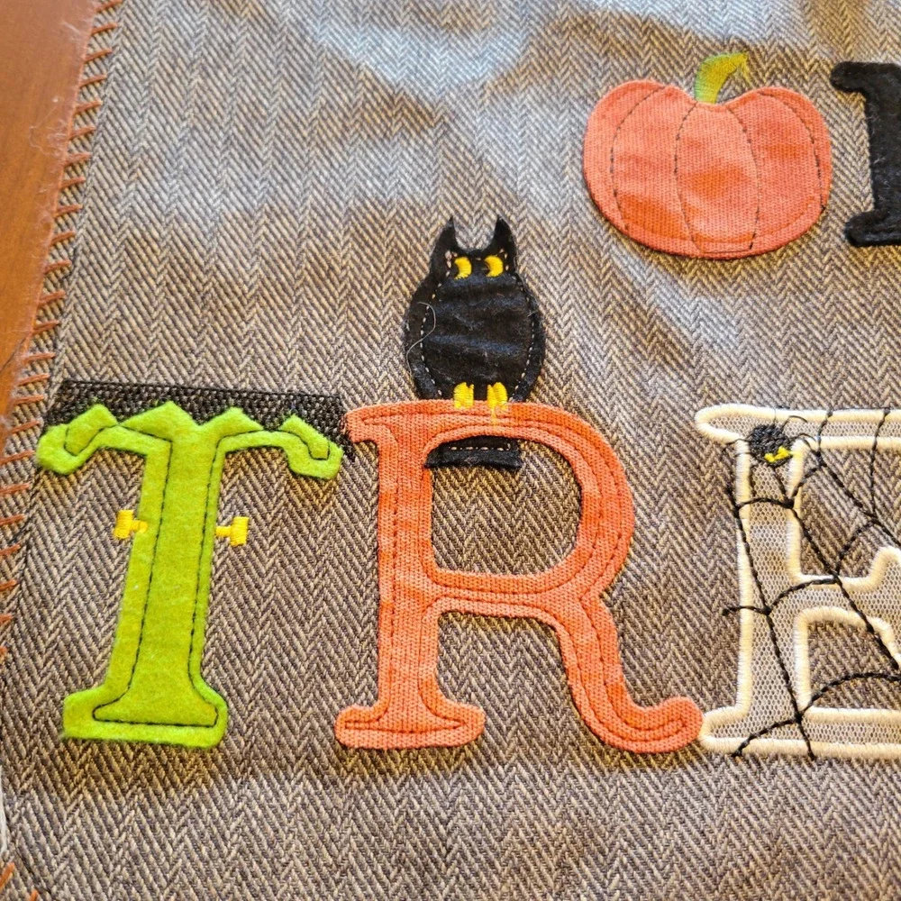 Halloween Trick or Treat Applique Table Runner Fall Decor 70x14